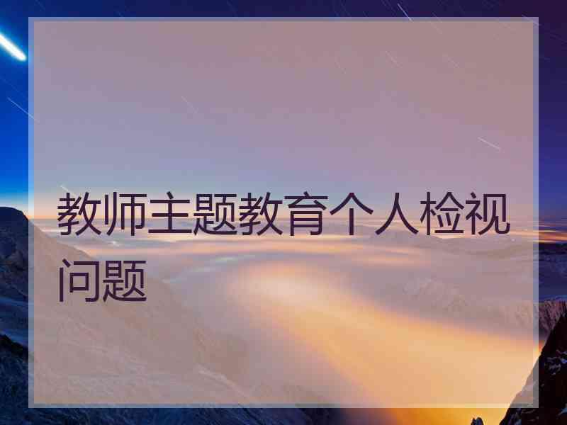 教师主题教育个人检视问题