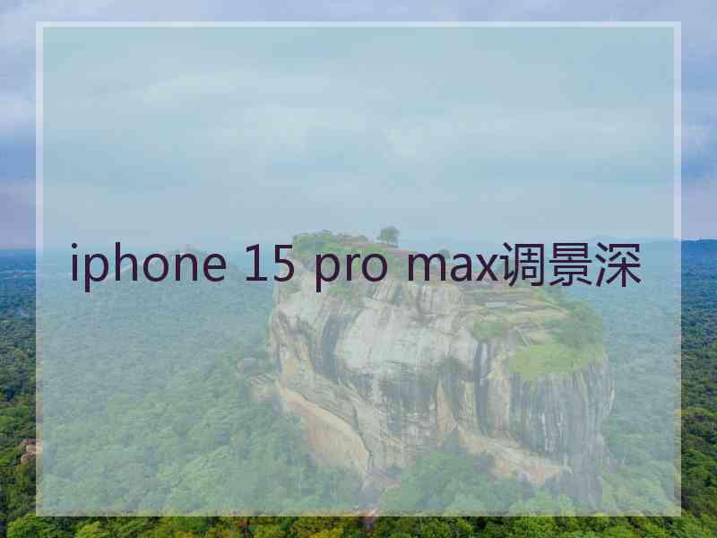 iphone 15 pro max调景深