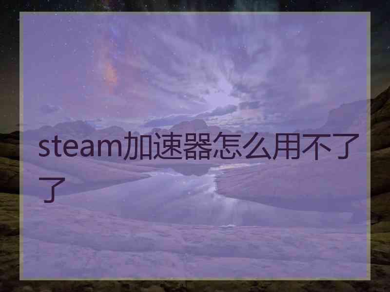 steam加速器怎么用不了了