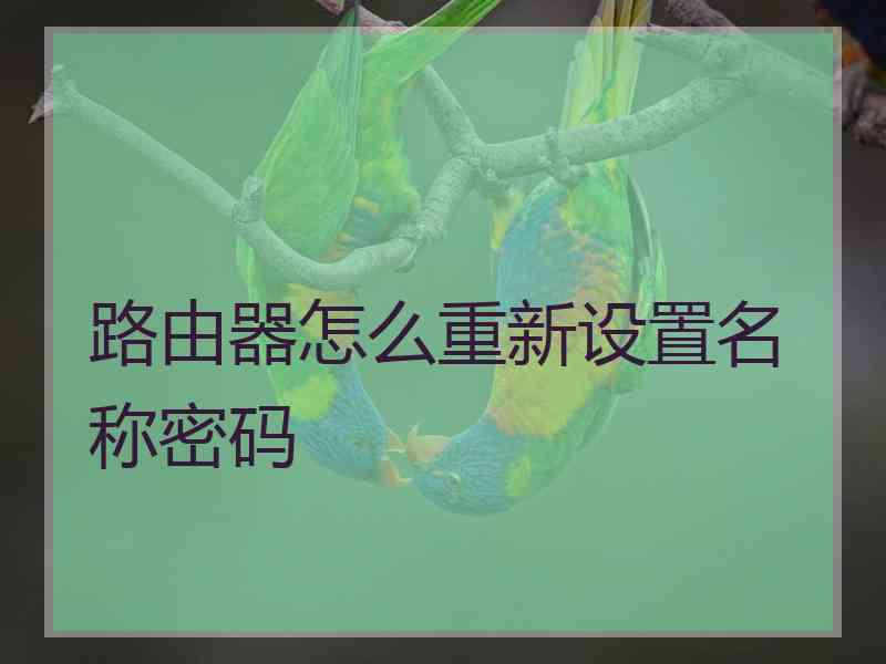 路由器怎么重新设置名称密码