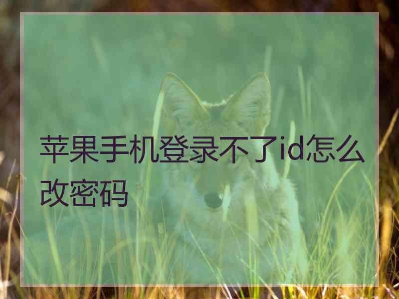 苹果手机登录不了id怎么改密码