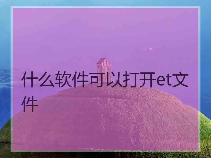 什么软件可以打开et文件