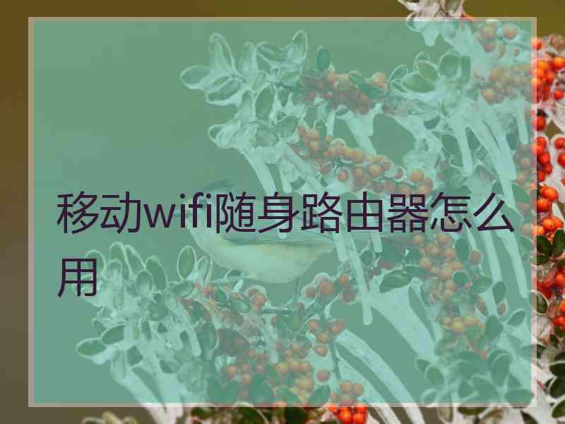 移动wifi随身路由器怎么用