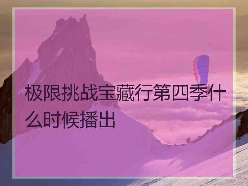 极限挑战宝藏行第四季什么时候播出