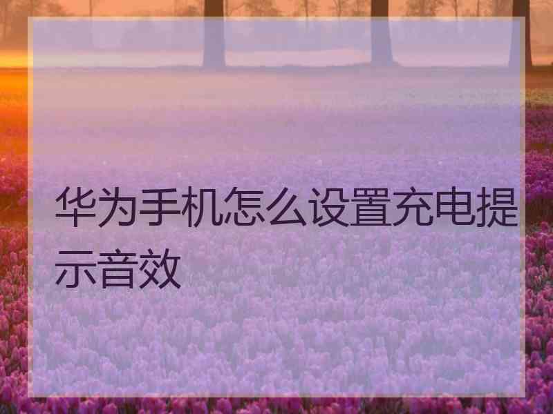 华为手机怎么设置充电提示音效