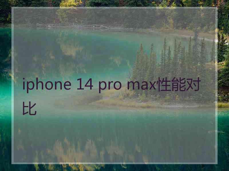 iphone 14 pro max性能对比