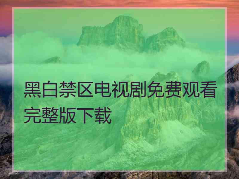 黑白禁区电视剧免费观看完整版下载