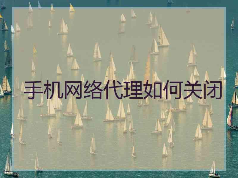 手机网络代理如何关闭