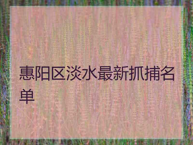 惠阳区淡水最新抓捕名单