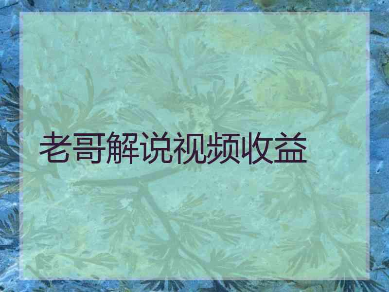 老哥解说视频收益