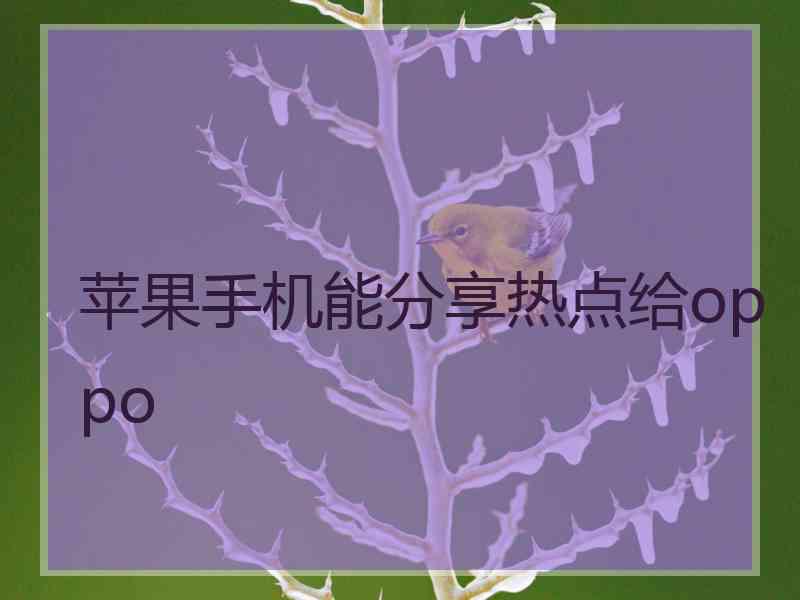 苹果手机能分享热点给oppo