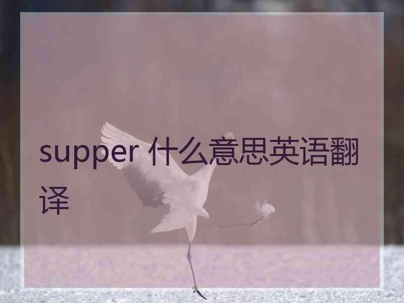 supper 什么意思英语翻译