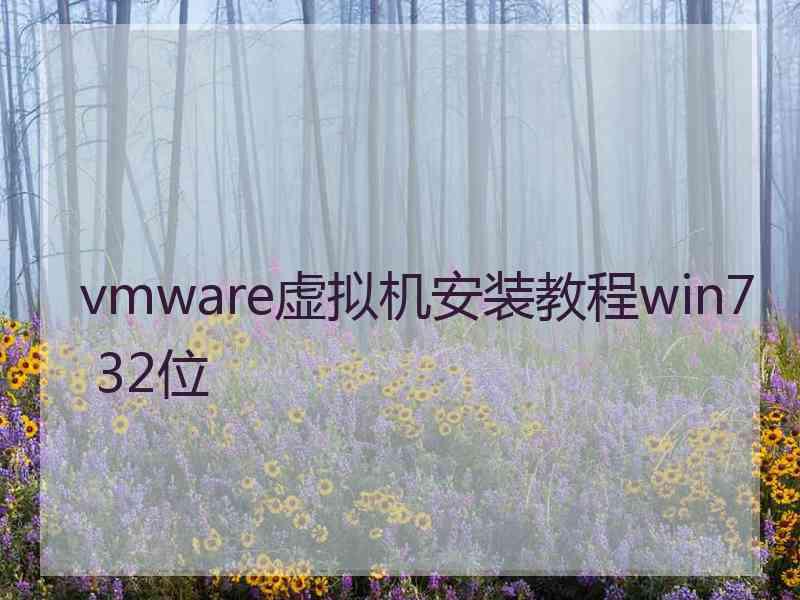 vmware虚拟机安装教程win7 32位
