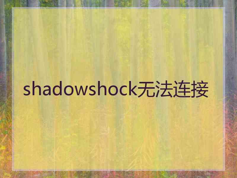 shadowshock无法连接