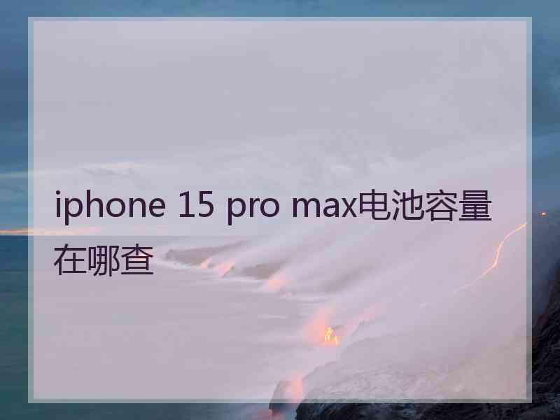 iphone 15 pro max电池容量在哪查