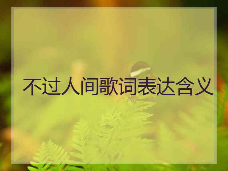 不过人间歌词表达含义