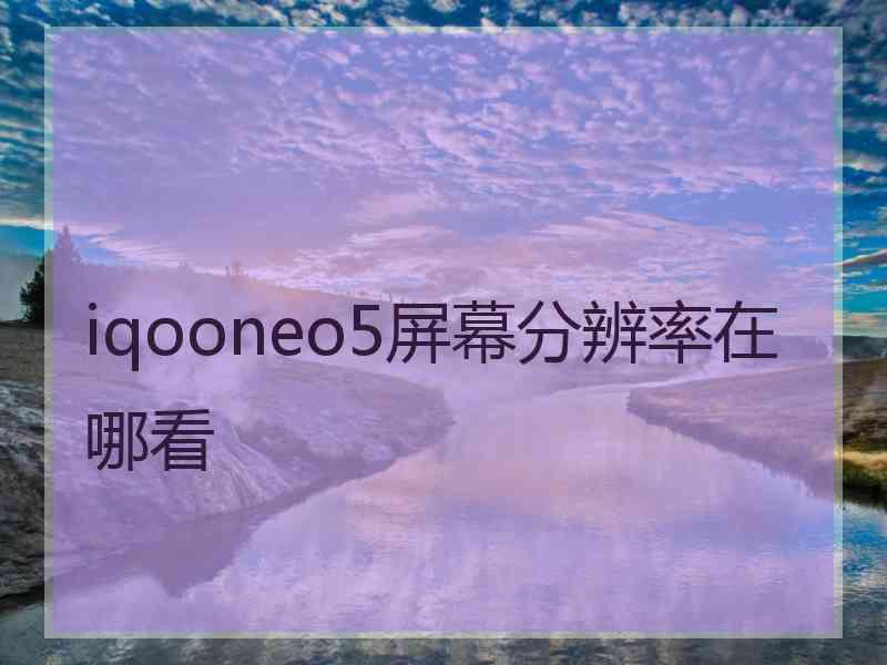 iqooneo5屏幕分辨率在哪看