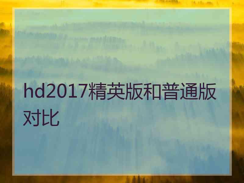 hd2017精英版和普通版对比