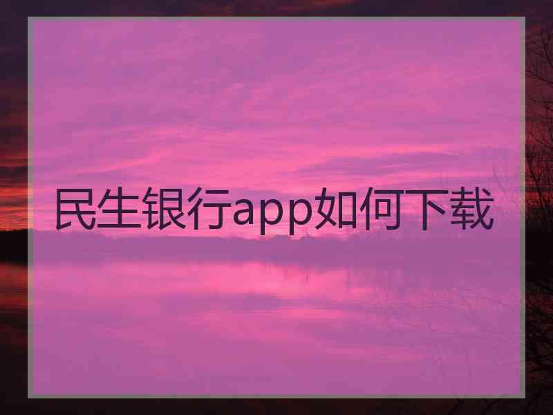 民生银行app如何下载