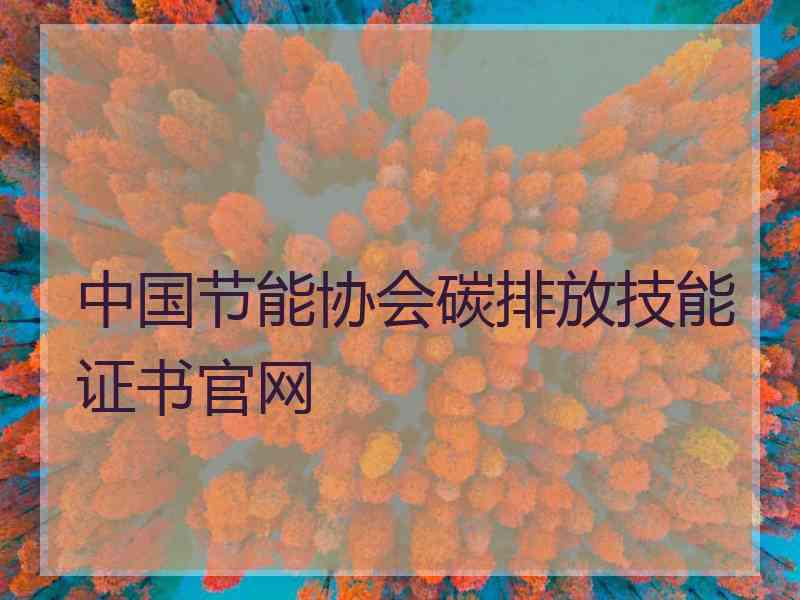 中国节能协会碳排放技能证书官网