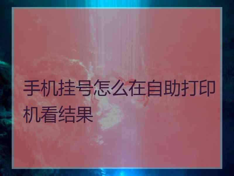 手机挂号怎么在自助打印机看结果