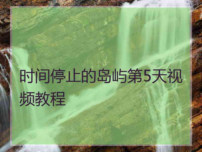 时间停止的岛屿第5天视频教程