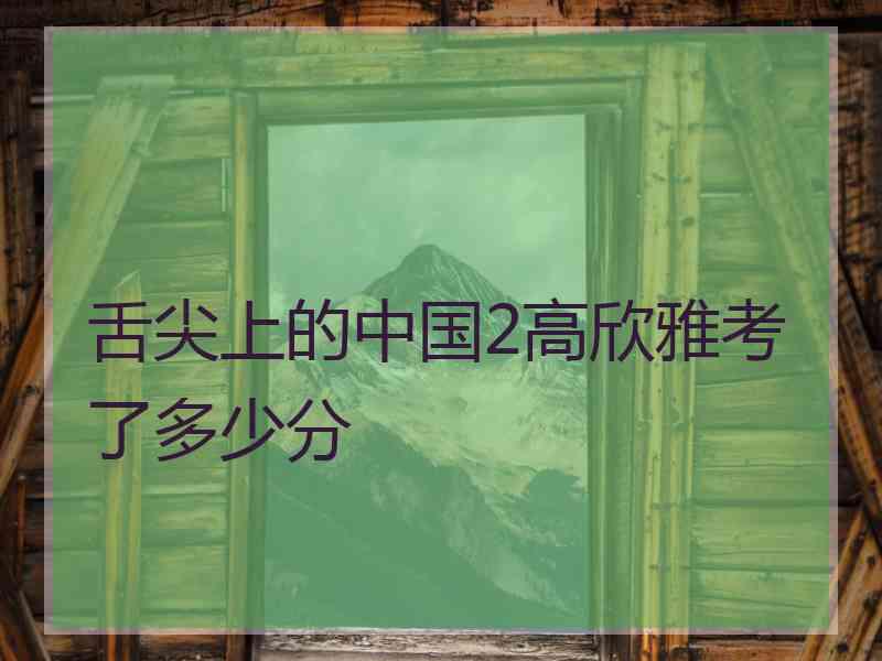 舌尖上的中国2高欣雅考了多少分