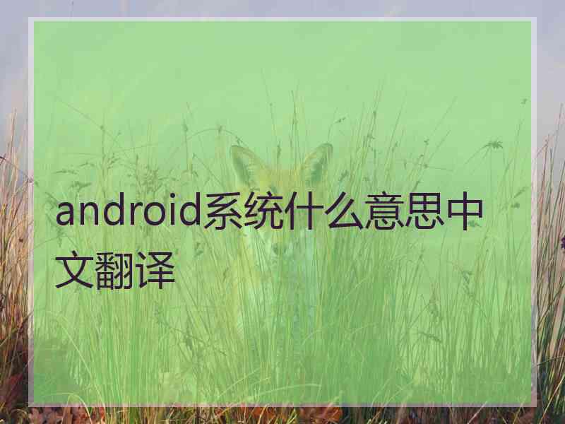 android系统什么意思中文翻译