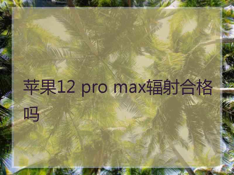 苹果12 pro max辐射合格吗