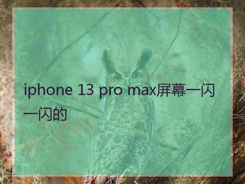 iphone 13 pro max屏幕一闪一闪的