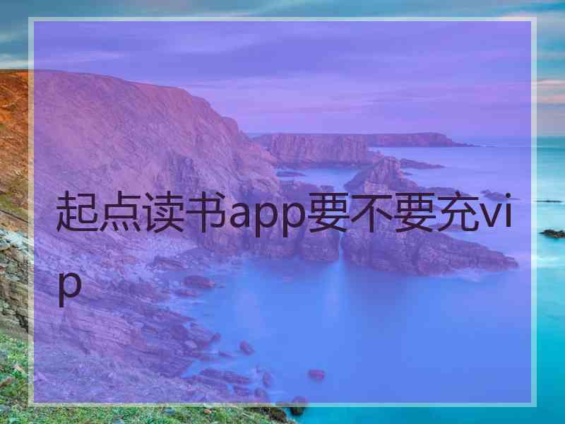 起点读书app要不要充vip