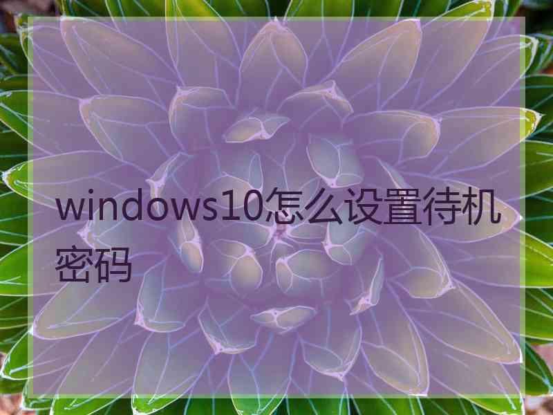 windows10怎么设置待机密码