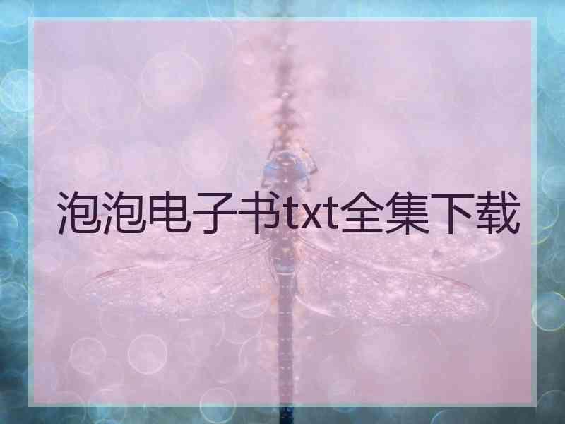 泡泡电子书txt全集下载