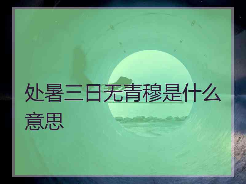 处暑三日无青穆是什么意思