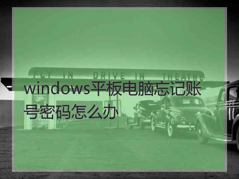 windows平板电脑忘记账号密码怎么办