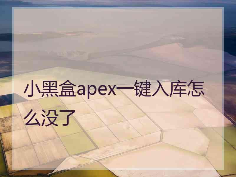 小黑盒apex一键入库怎么没了