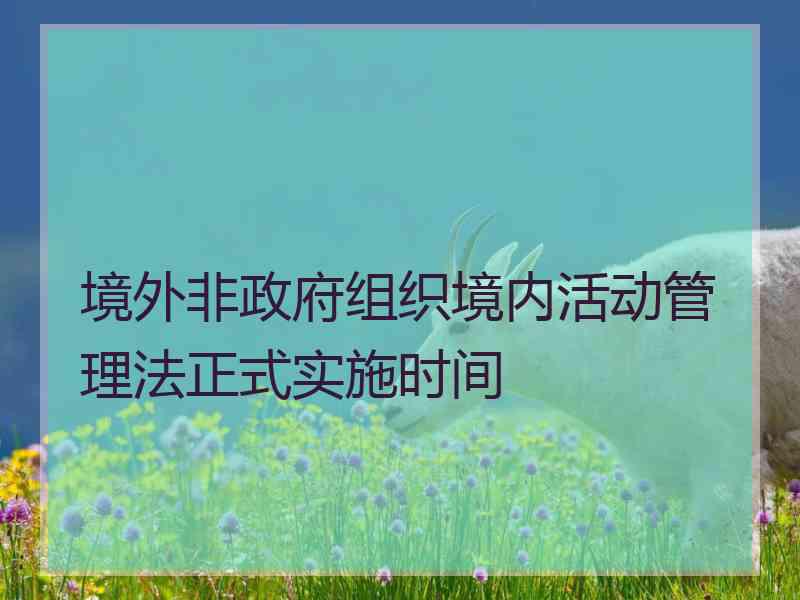 境外非政府组织境内活动管理法正式实施时间