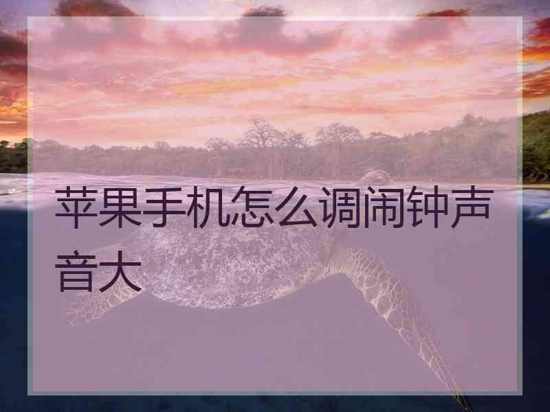 苹果手机怎么调闹钟声音大