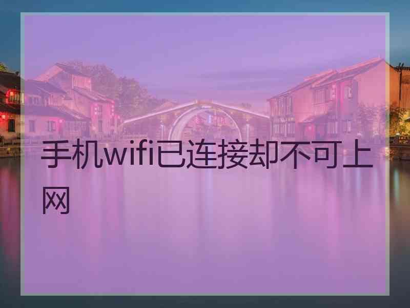 手机wifi已连接却不可上网