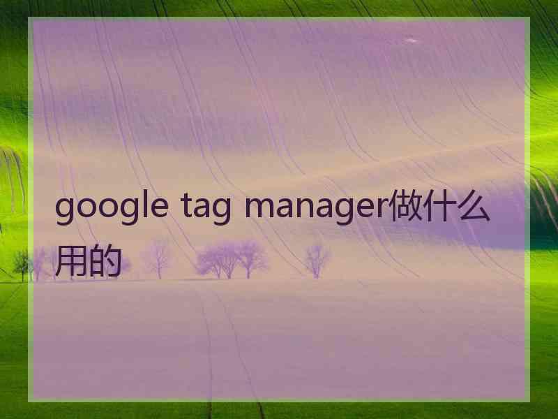 google tag manager做什么用的