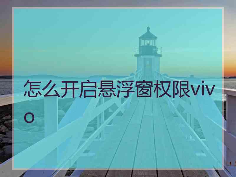 怎么开启悬浮窗权限vivo