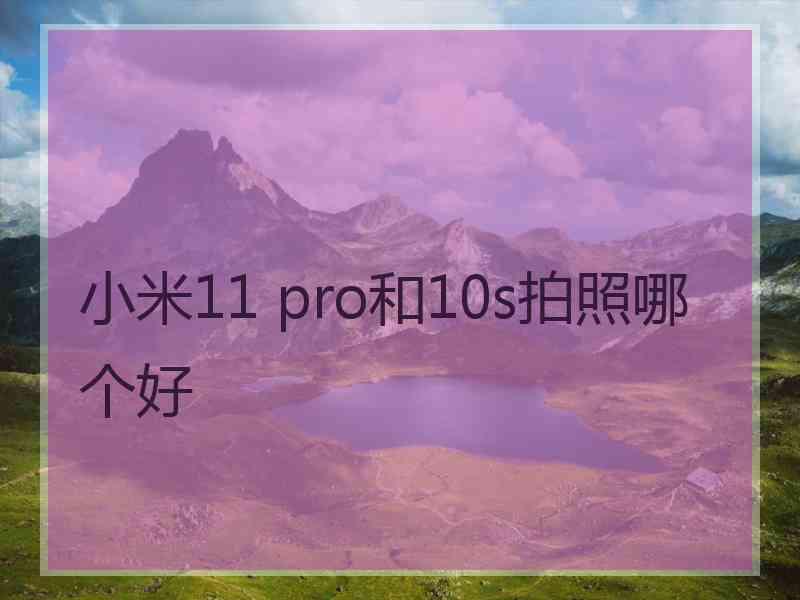 小米11 pro和10s拍照哪个好