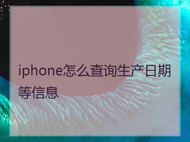 iphone怎么查询生产日期等信息