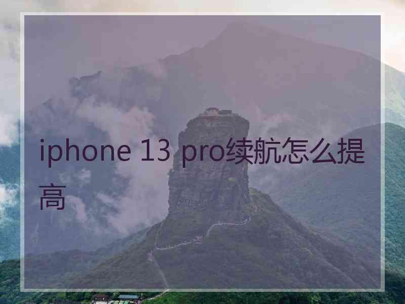 iphone 13 pro续航怎么提高