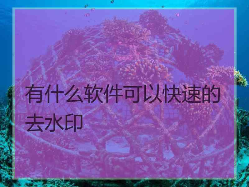 有什么软件可以快速的去水印