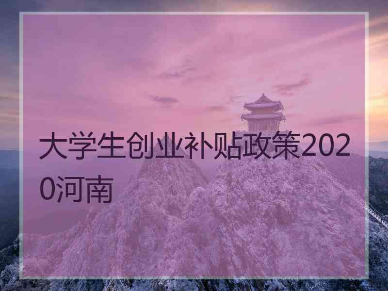 大学生创业补贴政策2020河南