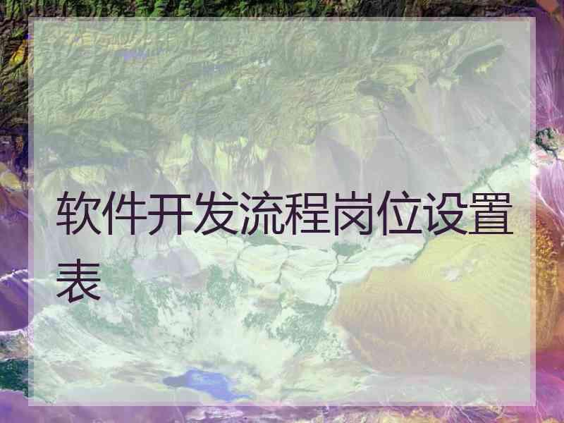 软件开发流程岗位设置表