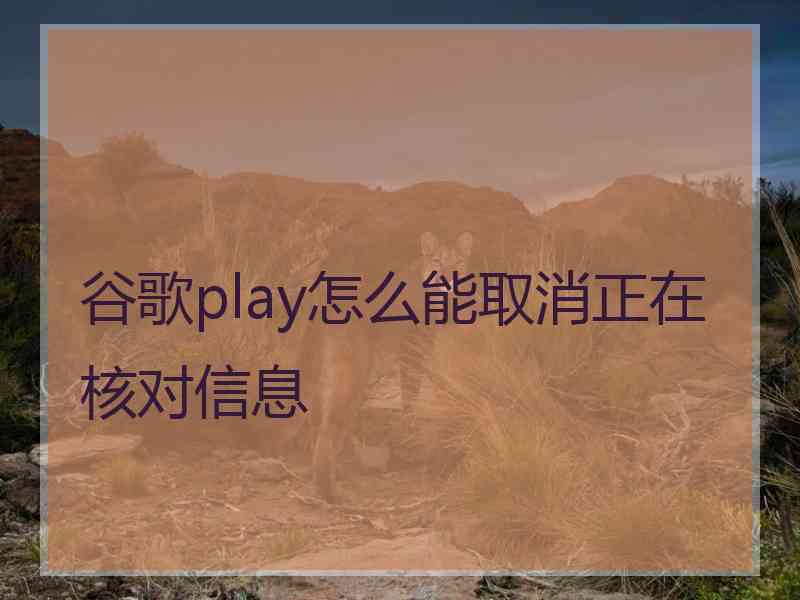 谷歌play怎么能取消正在核对信息