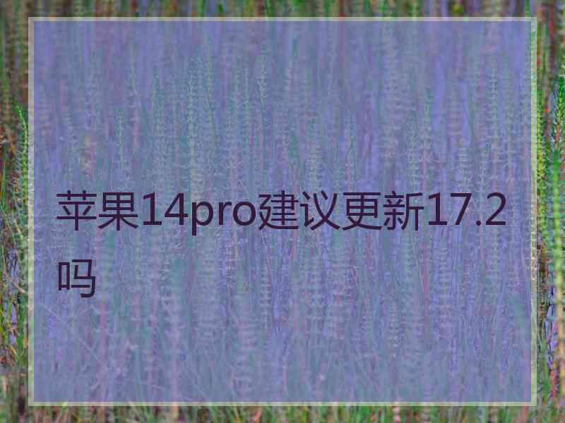 苹果14pro建议更新17.2吗