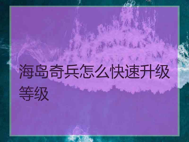 海岛奇兵怎么快速升级等级